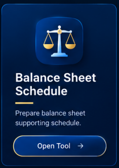 Balance Sheet Schedule — Prepare balance sheet supporting schedule